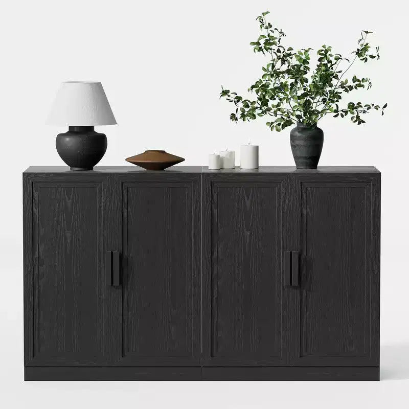 PexFix 62 An x 36 Al Gabinete Aparador con Bufé de Estilo Rústico para Cocina con Estantes Ajustables para Cocina, Comedor, Sala de Estar, Negro