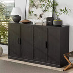 PexFix 62 An x 36 Al Gabinete Aparador con Bufé de Estilo Rústico para Cocina con Estantes Ajustables para Cocina, Comedor, Sala de Estar, Negro