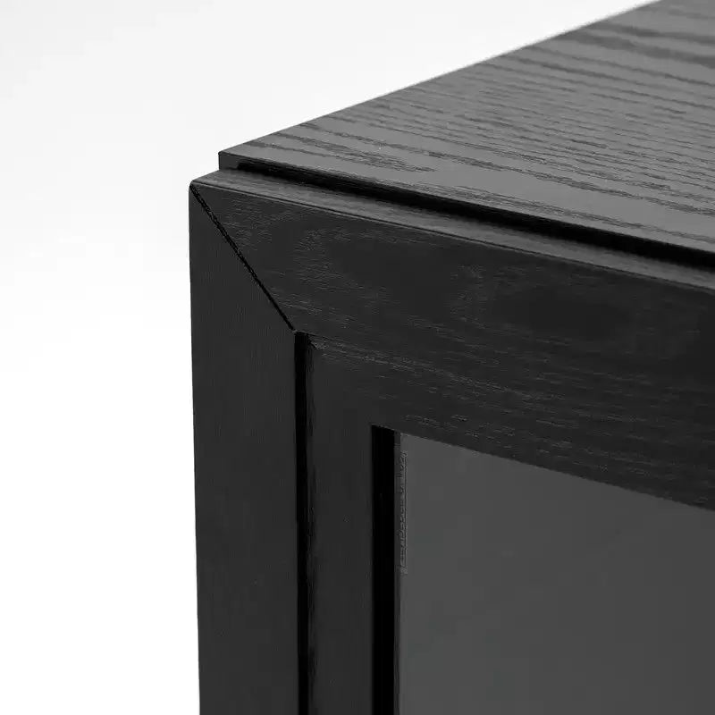 PexFix Aparador Grande de 62 An. x 31 Al. con 4 Puertas de Cristal y 2 Estantes Ajustables para Cocina, Salón/Comedor, Dormitorio, Entrada, Negro