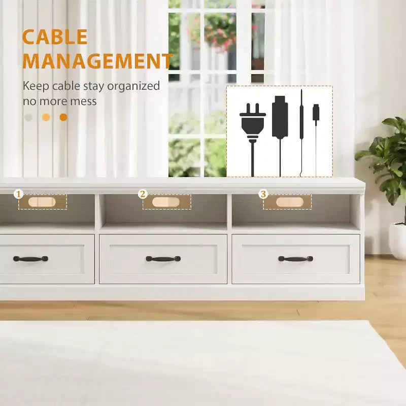 Mueble para TV de 75 Pulgadas, Centro de Entretenimiento Moderno de Mediados de Siglo con Cajón de Almacenamiento, Mueble de Madera para TV para Sala de Estar