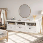 Mueble para TV de 75 Pulgadas, Centro de Entretenimiento Moderno de Mediados de Siglo con Cajón de Almacenamiento, Mueble de Madera para TV para Sala de Estar