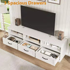 Mueble para TV de 75 Pulgadas, Centro de Entretenimiento Moderno de Mediados de Siglo con Cajón de Almacenamiento, Mueble de Madera para TV para Sala de Estar