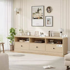 Mueble para TV de 75 Pulgadas, Centro de Entretenimiento Moderno de Mediados de Siglo con Cajón de Almacenamiento, Mueble de Madera para TV para Sala de Estar