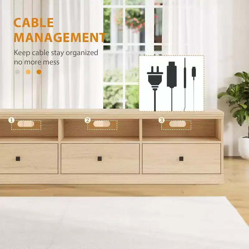 Mueble para TV de 75 Pulgadas, Centro de Entretenimiento Moderno de Mediados de Siglo con Cajón de Almacenamiento, Mueble de Madera para TV para Sala de Estar