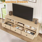 Mueble para TV de 75 Pulgadas, Centro de Entretenimiento Moderno de Mediados de Siglo con Cajón de Almacenamiento, Mueble de Madera para TV para Sala de Estar