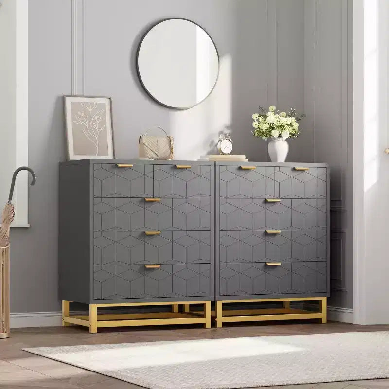 COZONY 5 Drawer Dresser for Bedroom with Metal Legs, Modern Wide Storage Chest of Drawers for Bedroom, Living Room, Entryway