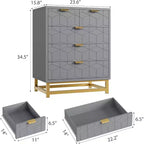 COZONY 5 Drawer Dresser for Bedroom with Metal Legs, Modern Wide Storage Chest of Drawers for Bedroom, Living Room, Entryway