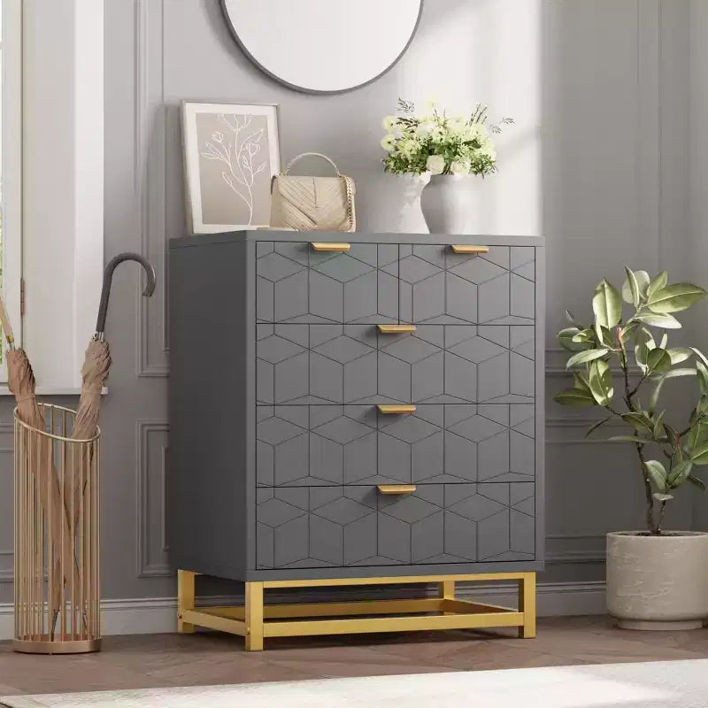COZONY 5 Drawer Dresser for Bedroom with Metal Legs, Modern Wide Storage Chest of Drawers for Bedroom, Living Room, Entryway