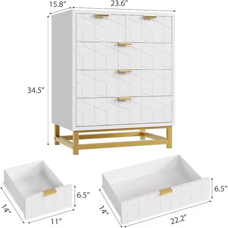 COZONY 5 Drawer Dresser for Bedroom with Metal Legs, Modern Wide Storage Chest of Drawers for Bedroom, Living Room, Entryway