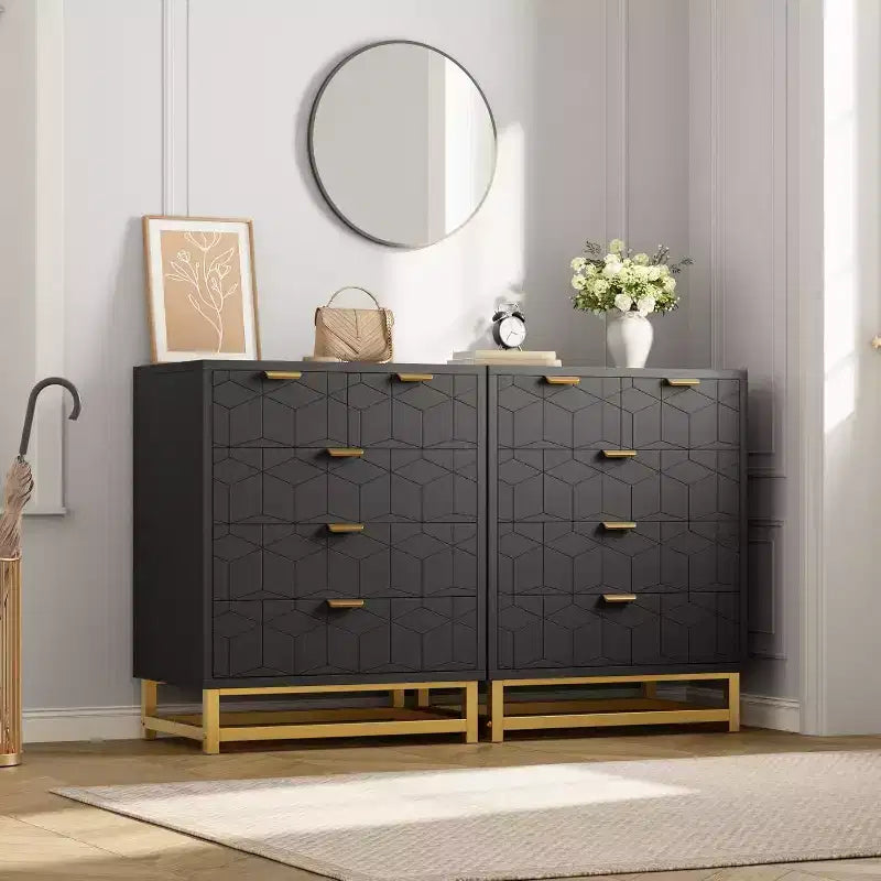 COZONY 5 Drawer Dresser for Bedroom with Metal Legs, Modern Wide Storage Chest of Drawers for Bedroom, Living Room, Entryway
