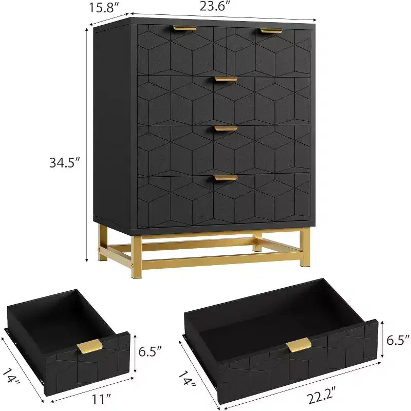 COZONY 5 Drawer Dresser for Bedroom with Metal Legs, Modern Wide Storage Chest of Drawers for Bedroom, Living Room, Entryway