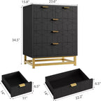 COZONY 5 Drawer Dresser for Bedroom with Metal Legs, Modern Wide Storage Chest of Drawers for Bedroom, Living Room, Entryway