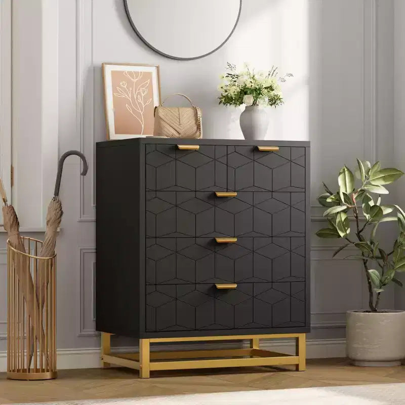COZONY 5 Drawer Dresser for Bedroom with Metal Legs, Modern Wide Storage Chest of Drawers for Bedroom, Living Room, Entryway