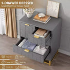 COZONY 5 Drawer Dresser for Bedroom with Metal Legs, Modern Wide Storage Chest of Drawers for Bedroom, Living Room, Entryway