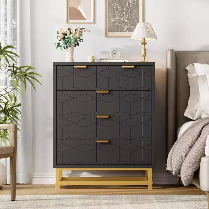 COZONY 5 Drawer Dresser for Bedroom with Metal Legs, Modern Wide Storage Chest of Drawers for Bedroom, Living Room, Entryway