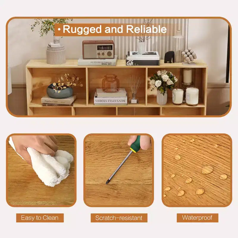 Estantería abierta de madera de 3 niveles CuisinSmart, organizador de almacenamiento de estantería independiente de 10 rejillas con 5 patas de hierro para oficina en casa, sala de estar y dormitorio