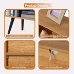 Estantería abierta de madera de 3 niveles CuisinSmart, organizador de almacenamiento de estantería independiente de 10 rejillas con 5 patas de hierro para oficina en casa, sala de estar y dormitorio