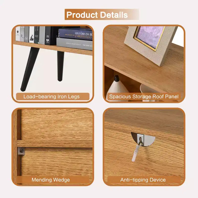 Estantería abierta de madera de 3 niveles CuisinSmart, organizador de almacenamiento de estantería independiente de 10 rejillas con 5 patas de hierro para oficina en casa, sala de estar y dormitorio