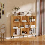 Estantería abierta de madera de 3 niveles CuisinSmart, organizador de almacenamiento de estantería independiente de 10 rejillas con 5 patas de hierro para oficina en casa, sala de estar y dormitorio