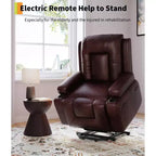 GustoWave Oversized Padded Power Lift Recliner Chair - Heat and Massage Faux Leather Reclining Chair, Single Home Theater Seating