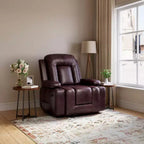 GustoWave Oversized Padded Power Lift Recliner Chair - Heat and Massage Faux Leather Reclining Chair, Single Home Theater Seating