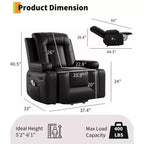 GustoWave Oversized Padded Power Lift Recliner Chair - Heat and Massage Faux Leather Reclining Chair, Single Home Theater Seating
