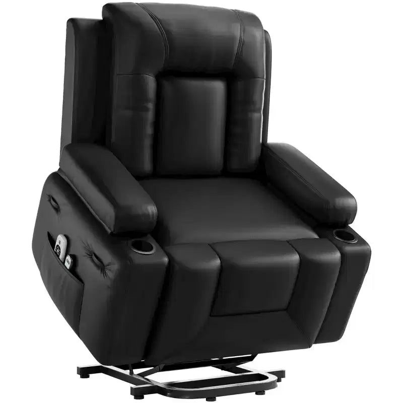 GustoWave Oversized Padded Power Lift Recliner Chair - Heat and Massage Faux Leather Reclining Chair, Single Home Theater Seating