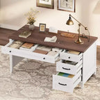 GustoWave 53.5 Executive Desk,Home Office Desk with Drawers, Wooden Work Desk with File Cabinet, Computer Desk