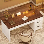 GustoWave 53.5 Executive Desk,Home Office Desk with Drawers, Wooden Work Desk with File Cabinet, Computer Desk