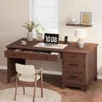 GustoWave 53.5 Executive Desk,Home Office Desk with Drawers, Wooden Work Desk with File Cabinet, Computer Desk