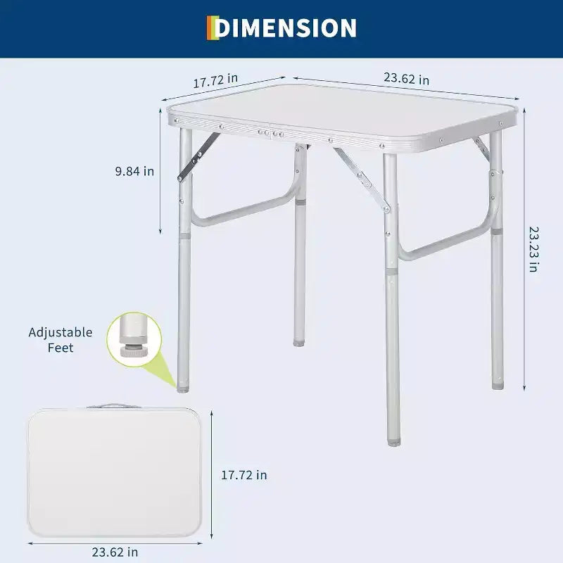 Mesa plegable pequeña Acekool con altura ajustable, mesa de camping portátil de aluminio ligero con asa de transporte, plateada