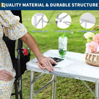 Mesa plegable pequeña Acekool con altura ajustable, mesa de camping portátil de aluminio ligero con asa de transporte, plateada