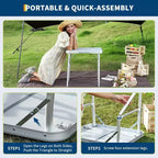 Mesa plegable pequeña Acekool con altura ajustable, mesa de camping portátil de aluminio ligero con asa de transporte, plateada