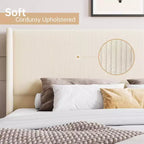 Estructura de Cama de Terciopelo Tamaño King, con Cabecero de Respaldo Alto Tapizado con Canales Verticales, Soporte de Láminas de Madera Resistente, No Necesita Somier, Fácil Montaje