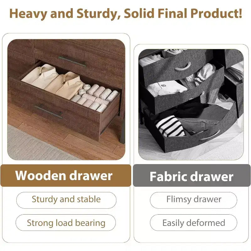 COZONY 52 Wide 7-Drawer Dresser, Freestanding Wood Storage Chest with Smooth Gliding Drawers for Bedroom, Living Room, Entryway Organization