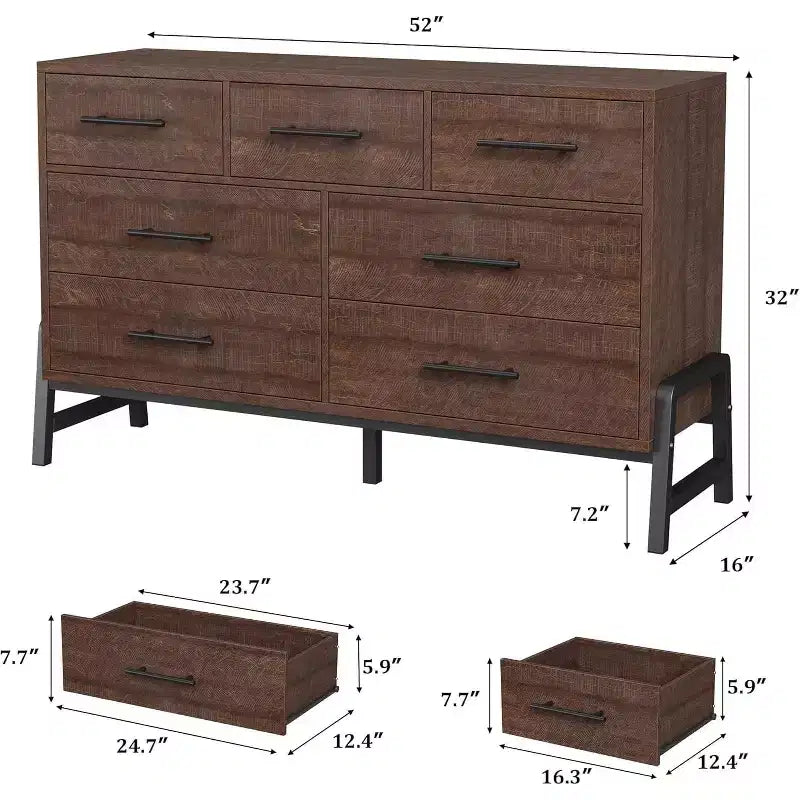 COZONY 52 Wide 7-Drawer Dresser, Freestanding Wood Storage Chest with Smooth Gliding Drawers for Bedroom, Living Room, Entryway Organization