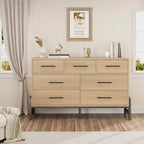 COZONY 52 Wide 7-Drawer Dresser, Freestanding Wood Storage Chest with Smooth Gliding Drawers for Bedroom, Living Room, Entryway Organization