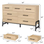 COZONY 52 Wide 7-Drawer Dresser, Freestanding Wood Storage Chest with Smooth Gliding Drawers for Bedroom, Living Room, Entryway Organization