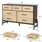COZONY 52 Wide 7-Drawer Dresser, Freestanding Wood Storage Chest with Smooth Gliding Drawers for Bedroom, Living Room, Entryway Organization