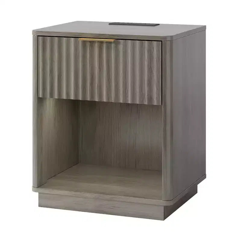 Mesitas de noche Karl Home de 1 cajón, MDF (tablero de fibra de densidad media) gris de 18.9 pulgadas de ancho