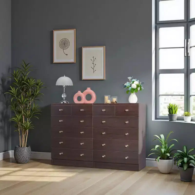Karl Home Cómoda de 6 cajones de aglomerado marrón de 25.98 pulgadas de ancho