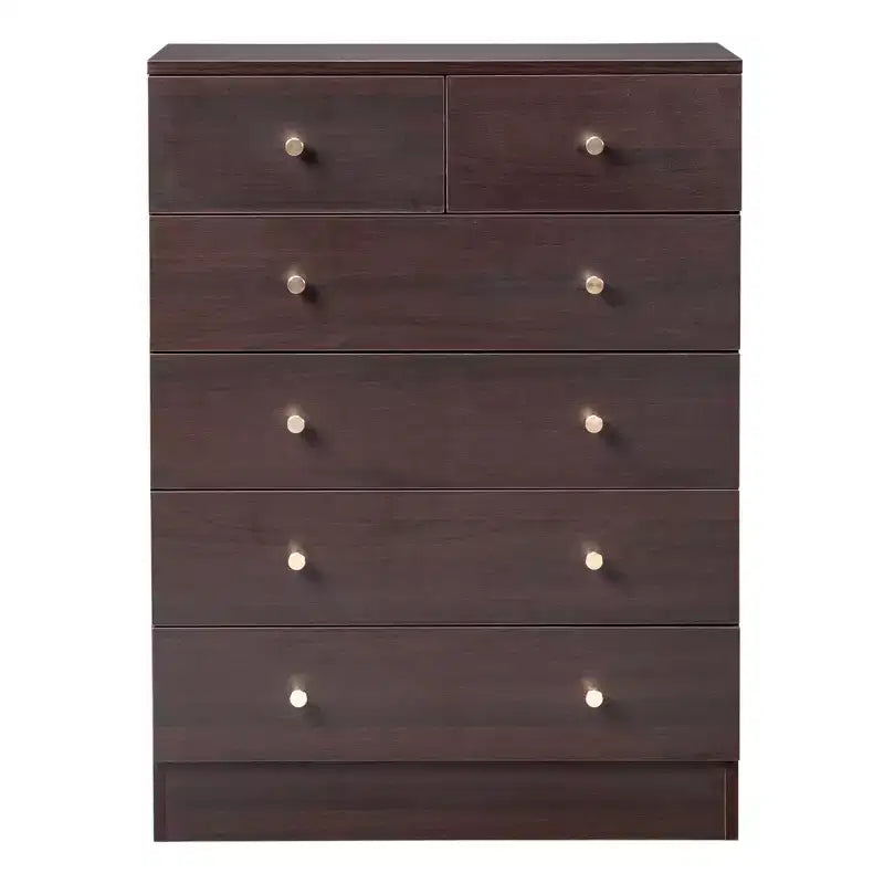 Karl Home Cómoda de 6 cajones de aglomerado marrón de 25.98 pulgadas de ancho
