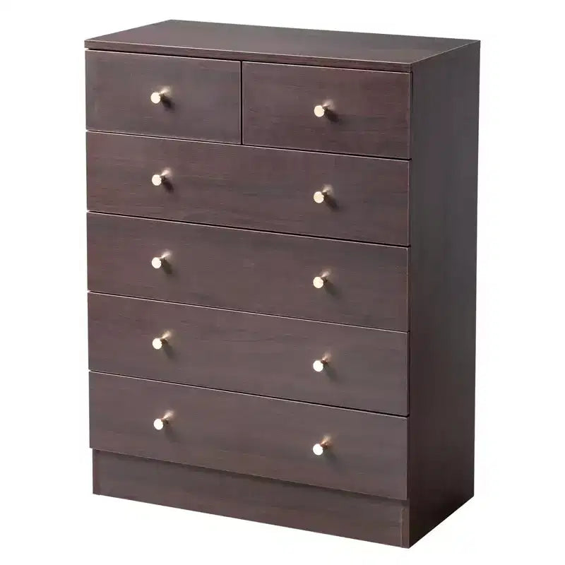 Karl Home Cómoda de 6 cajones de aglomerado marrón de 25.98 pulgadas de ancho