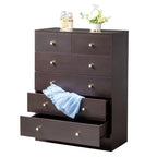 Karl Home Cómoda de 6 cajones de aglomerado marrón de 25.98 pulgadas de ancho