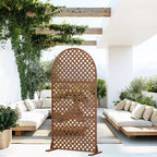 MAYEERTY Divisor de ambientes Pantalla Laurence Diamond Brown Arch Chapa galvanizada 72x35x16in Juego de 3 piezas