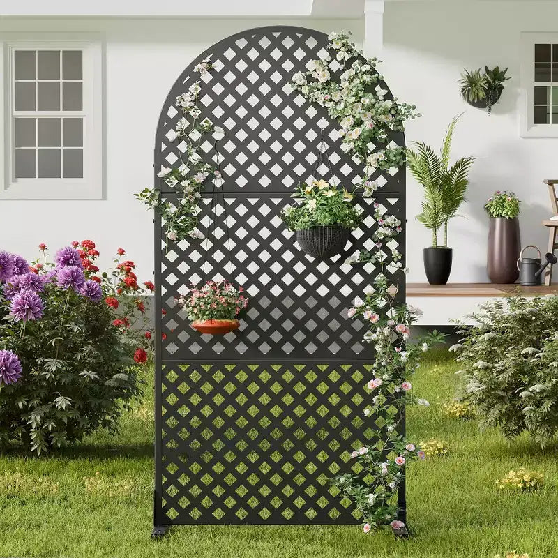 MAYEERTY Divisor de ambientes Pantalla Laurence Diamond Brown Arch Chapa galvanizada 72x35x16in Juego de 3 piezas