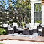 MAYEERTY Divisor de ambientes Pantalla Laurence Diamond Brown Arch Chapa galvanizada 72x35x16in Juego de 3 piezas