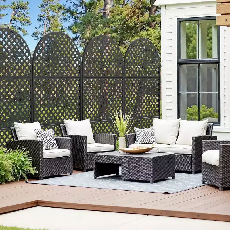 MAYEERTY Divisor de ambientes Pantalla Laurence Diamond Brown Arch Chapa galvanizada 72x35x16in Juego de 3 piezas