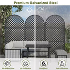 MAYEERTY Divisor de ambientes Pantalla Laurence Diamond Brown Arch Chapa galvanizada 72x35x16in Juego de 3 piezas