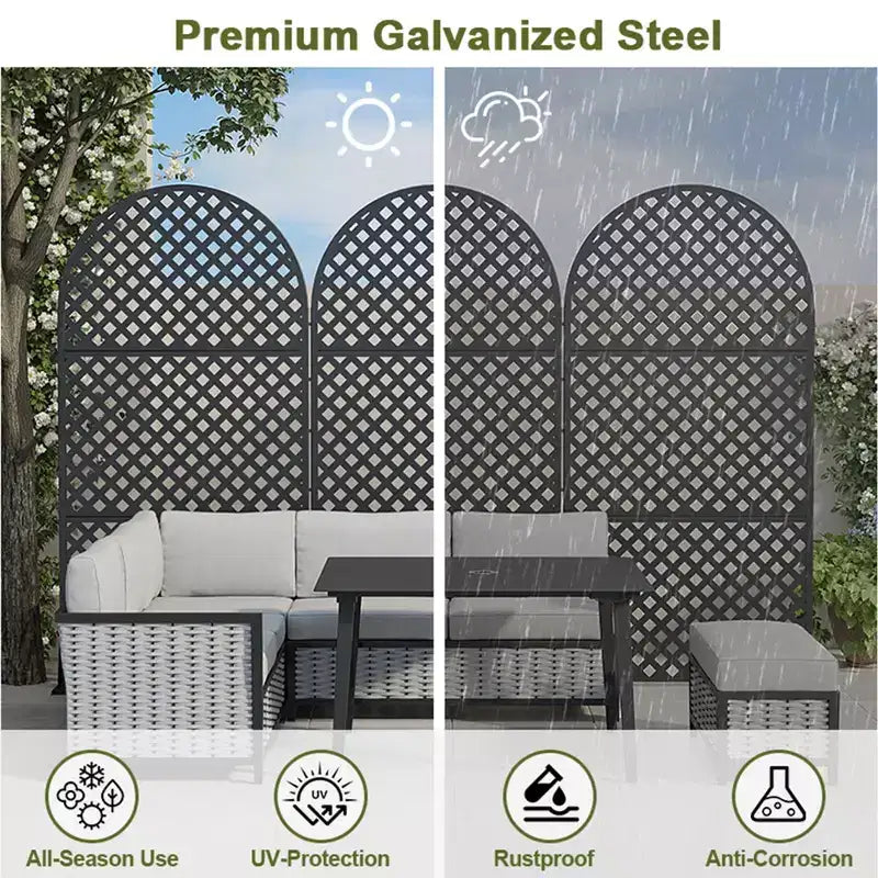 MAYEERTY Divisor de ambientes Pantalla Laurence Diamond Brown Arch Chapa galvanizada 72x35x16in Juego de 3 piezas